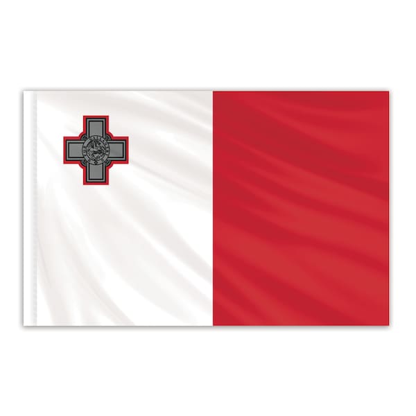 Global Flags Unlimited Malta Indoor Nylon Flag 4'x6' with Gold Fringe 202368F